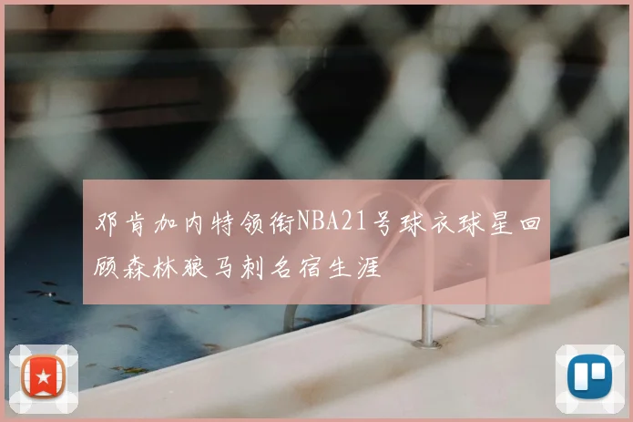 邓肯加内特领衔NBA21号球衣球星回顾森林狼马刺名宿生涯